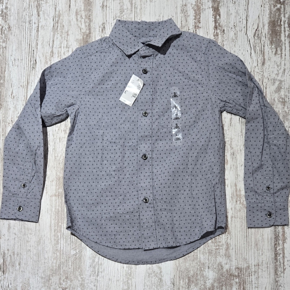 Kids Childrens Place Gray Polka Dot Button-Up Shirt